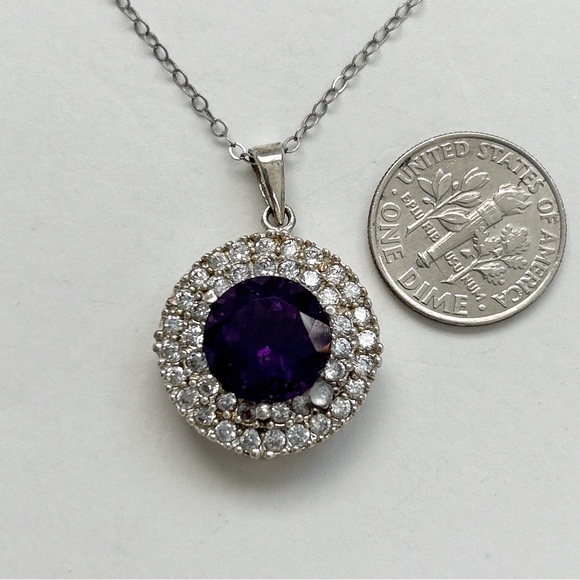 Sparkling Amethyst Filigree Sterling Silver Necklace - Picture 12 of 15